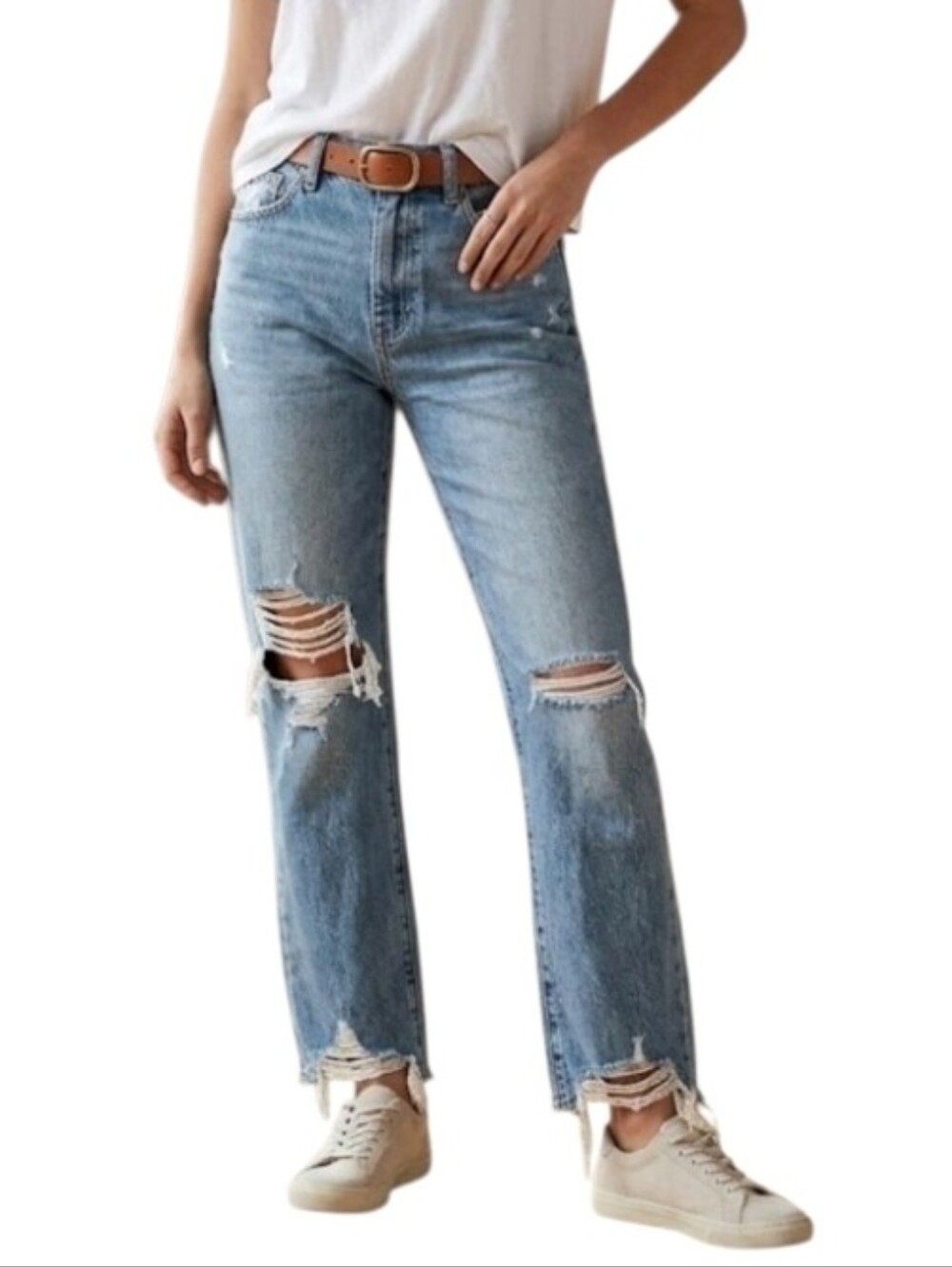 Pistola Light Wash Distressed Ankle Jeans